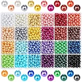 Pearl Beads for Jewelry Making, Caffox 1680PCS Round Glass Pearls Beads with Holes for Making Earring, Necklaces, Bracelets and Jewelry DIY Craft 24 Multicolors