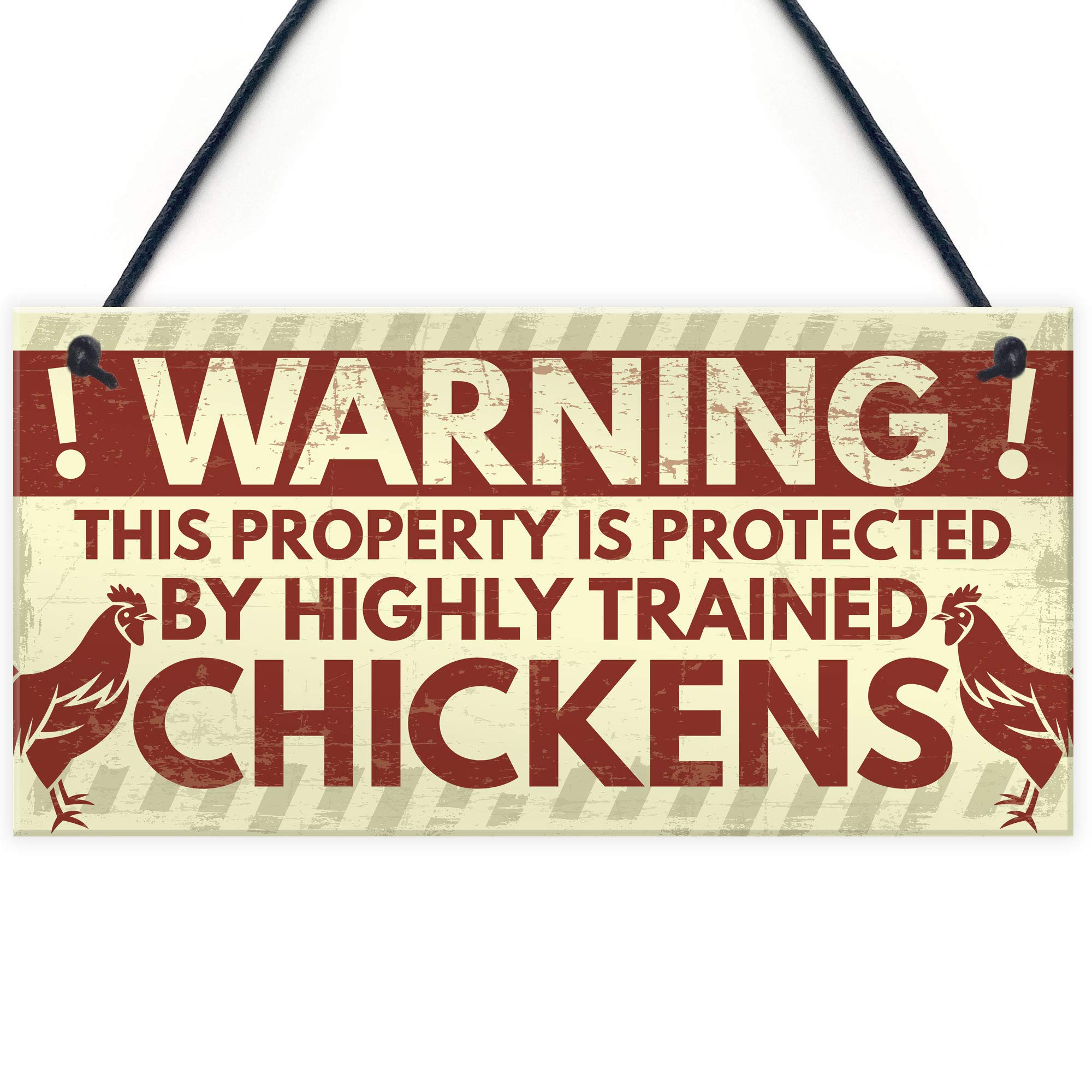 Red Ocean Novelty Chicken Warning Sign Pet Bird Hen Gifts Chicken Coop Garden Home Plaque Funny Birthday Gift For Chicken Lovers