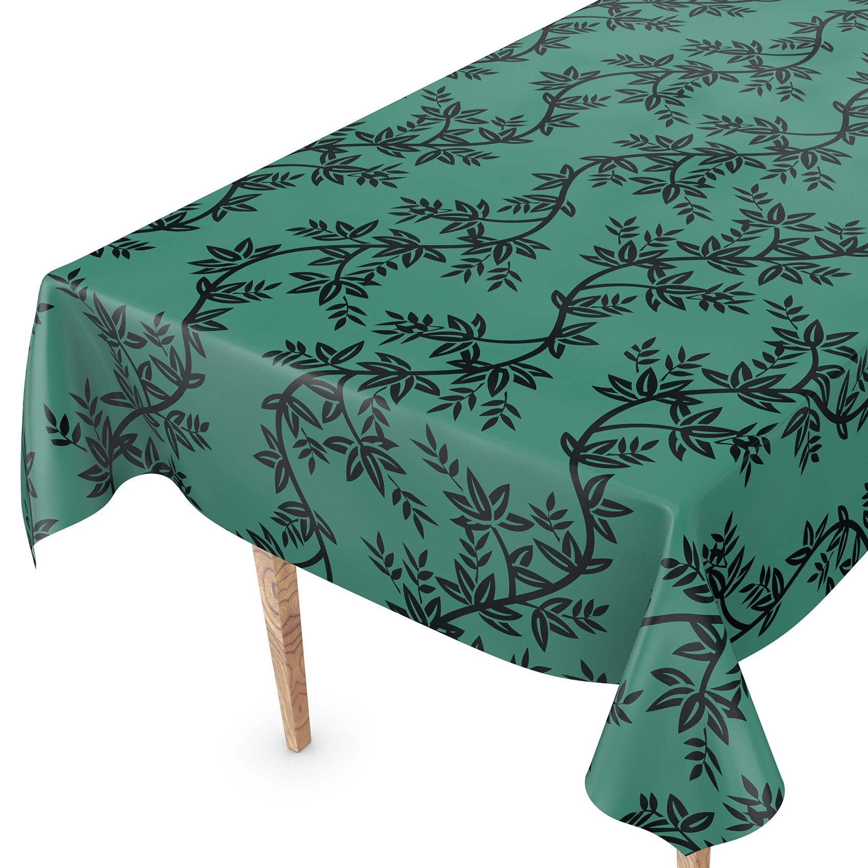 ANRO Washable Oilcloth Tablecloth, 160 x 140 cm, Cut Edges, Chika, Green