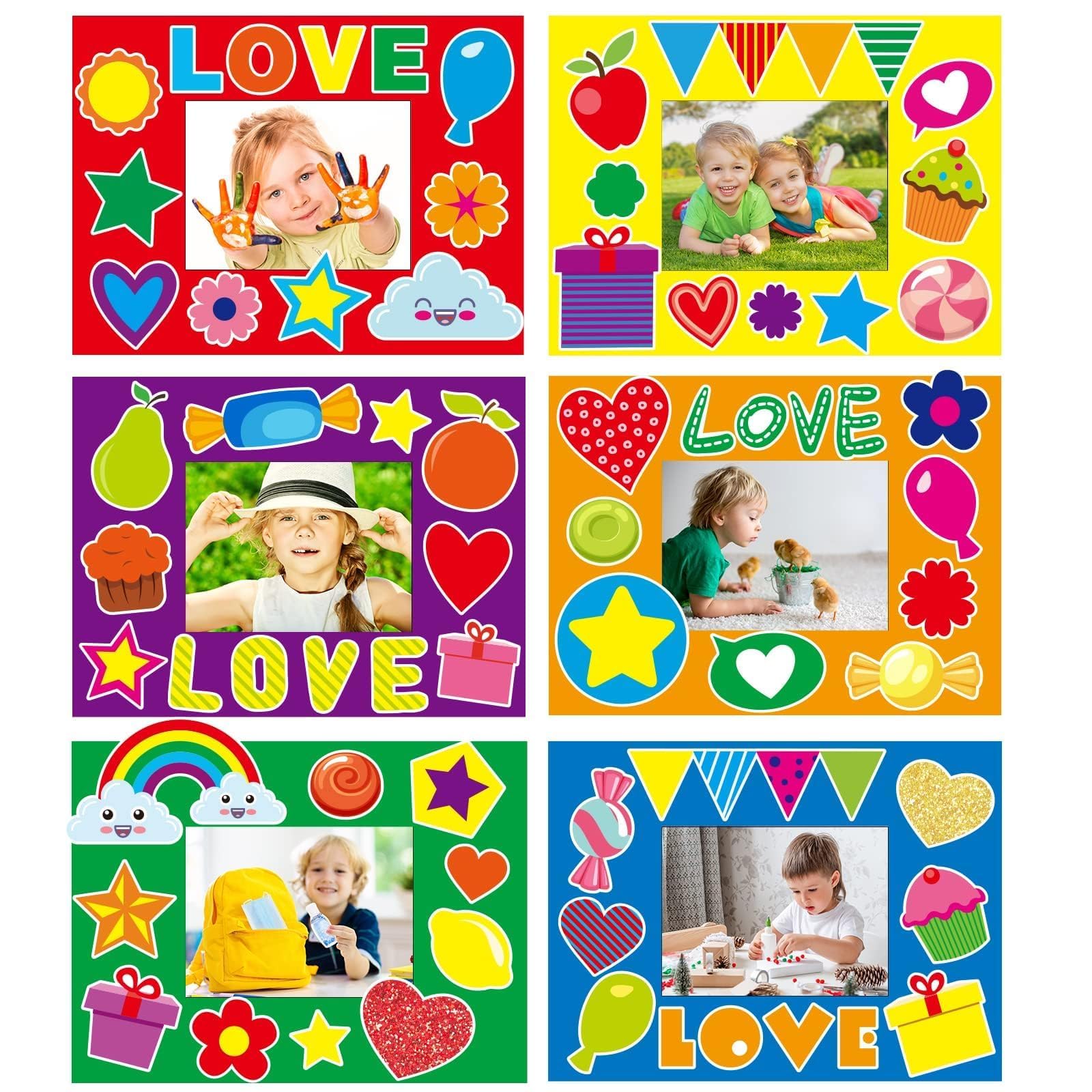 Photo 1 of chiazllta 30 Packs Fall Crafts Picture Frame Paper Craft Kits for Kids DIY Picture Foam Frame Art Crafts Holiday Kindergarten Preschool School Classroom Activities Games