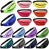 16 Pcs Fanny Packs for Men Women Colorful Waist Pack Bags with Headphone Jack Waterproof Crossbody Waist Bag Adjustable Strap Waist Pouch Bag for Running Travel Cycling Hiking Workout Casual Rave