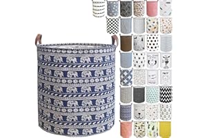 RoyBoder Laundry Hamper Thickened Cotton Waterproof Laundry Basket Leather Handle Collapsible Wide Ring Laundry Hamper in Bedroom Bathroom Dormitory Cloakroom Livingroom Nursery Organizer Toy Bin