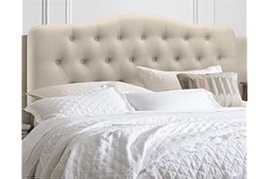 Rosevera Givanna Adjustable Heigh Headboard with Linen Upholstery and Button Tufting for Bedroom,King,Beige