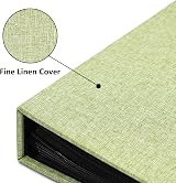 Vienrose Linen Photo Album 300 Pockets 6x4 Photos Black Inner Page Grassgreen view 3