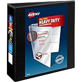 Avery Heavy-Duty View 3 Ring Binder, 3" Slant Rings, 1 Black Binder | For Heavy School, Home and Office Use, DuraHinge Tear-Resistant Spine, DuraEdge Split-Resistant Sides, Nonstick Cover