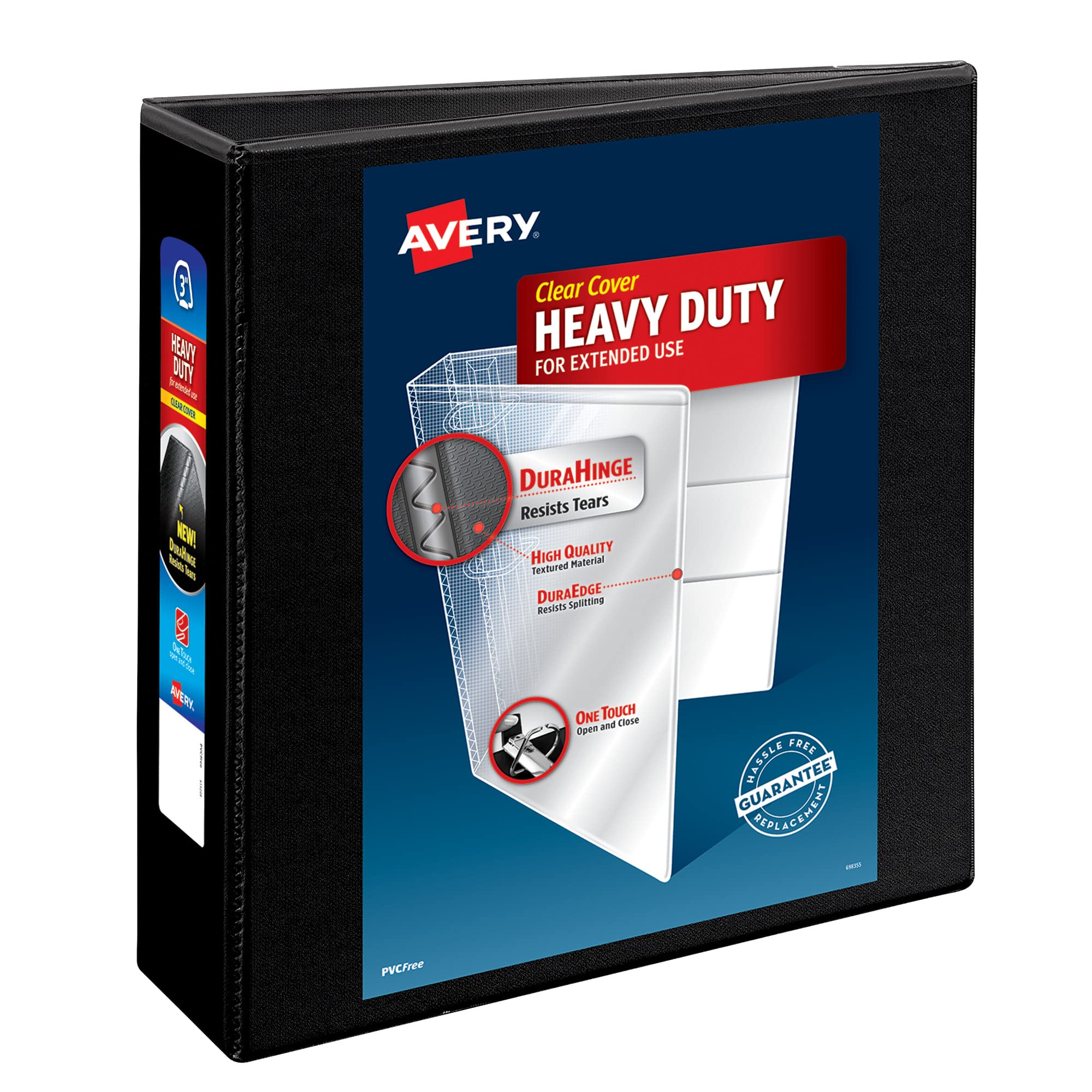 Photo 1 of Avery Heavy-Duty View 3 Ring Binder, 3 Inch One Touch Slant Rings, 3.5" Spine, 1 Black Binder (79100)