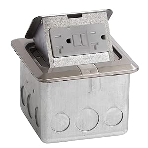 Lew Electric PUFP-SQ-SS-GFI Pop Up 20 AMP GFCI Outlet Box - Stainless Steel