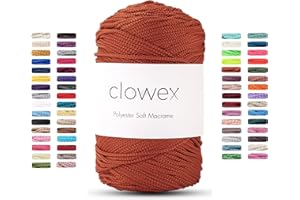 Clowex Polyester Soft Macrame Cord 2.5-3mm, 191 Yards x 1/9 inc Turkish Polyester Rope, Braided Macrame Yarn for DIY Crafts, Plant Hanger, Wall Hanging, Macrame Bag