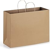 Eupako 16x6x12 Paper Bags, Brown Large Paper Bags with Handles Bulk, Kraft Grocery Bags, Paper Shopping Bags, Merchandise Bags, Retail Bags (Pack of 50)