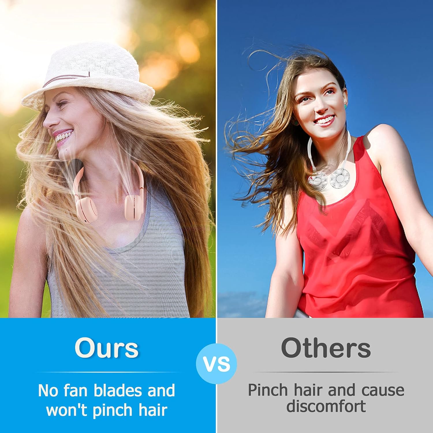 Neck Fan, Hands Free Bladeless Fan, 2400 mAh Battery Operated Portable Fan, 3 Level Air Flow Personal Fan, Rechargeable Type-C Mini Fan for Outdoor Sports Travel: Kitchen & Dining