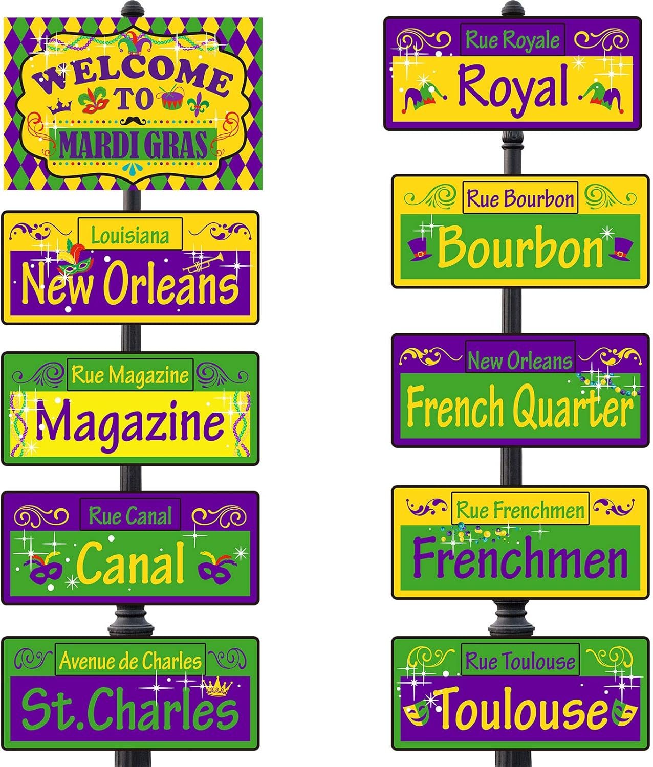 Amazon.com: 20 Pieces Mardi Gras Directional Signs New Orleans Street