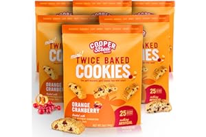 Cooper Street Twice Baked Orange Cranberry Biscotti Cookies - Crispy Mini Biscotti Cookies Ideal with Coffee - Traditional Low Calorie Italian Snacks - Kosher, Dairy, Peanut & Soy Free (6 Pack)