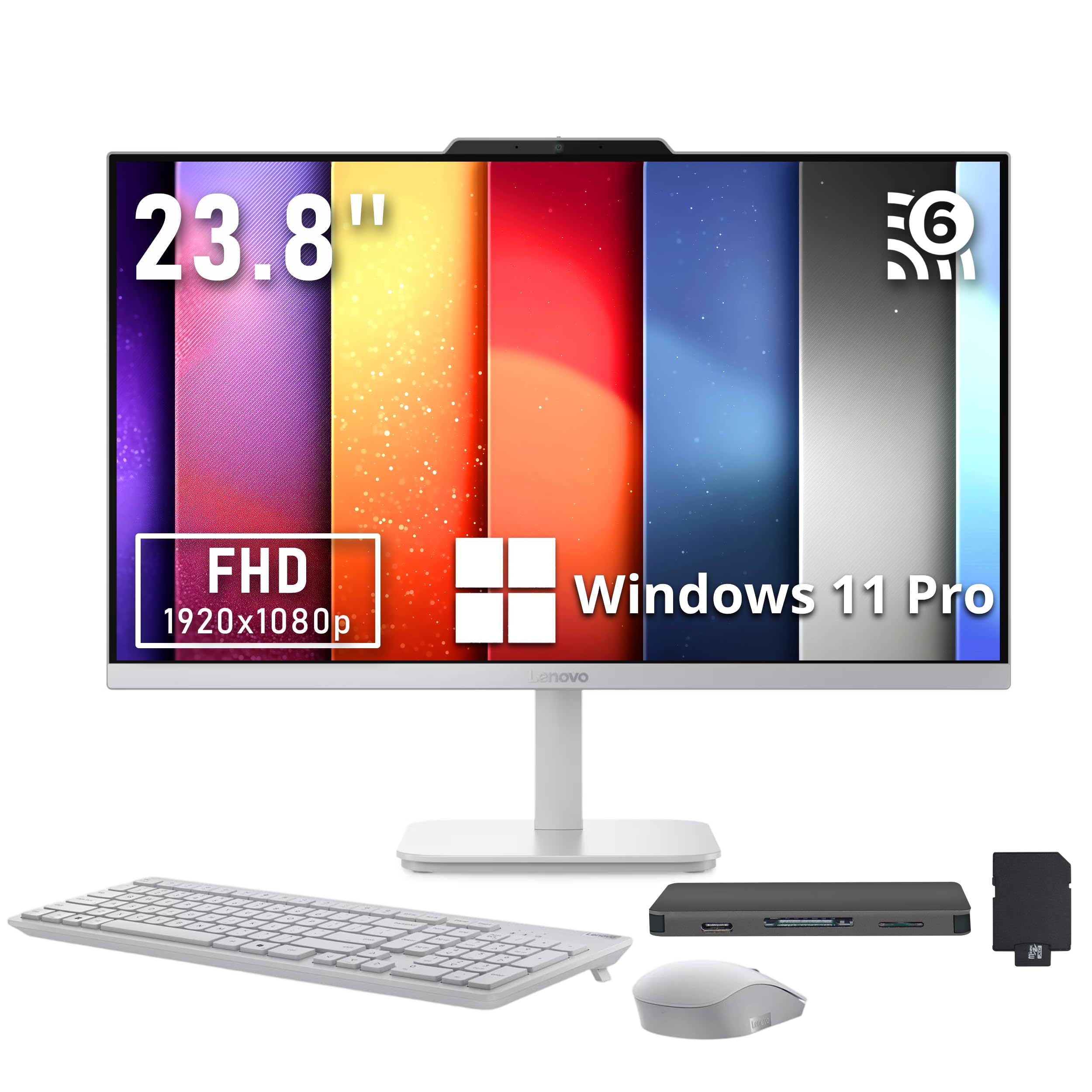Lenovo A100 23.8" FHD Business All-in-One Desktop, Intel Processor N100, 16GB DDR4 RAM, 1.5TB Storage(512GB SSD+1TB Docking Station Set), Keyboard & Mouse, 720p HD Camera, WiFi 6, Win 11 Pro, White