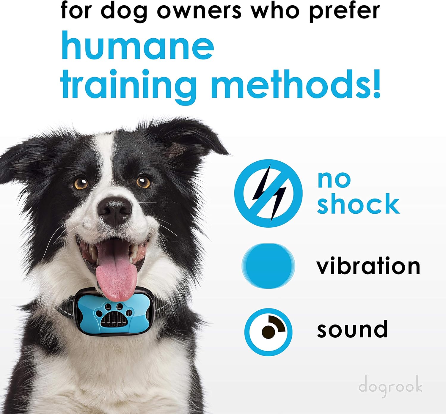 DogRook Rechargeable Dog Bark Collar - Humane, No Shock Barking Collar - w/2 Vibration & Beep Modes - Small, Medium, Large Dogs Breeds - No Harm Training - Automatic Action Without Remote - Adjustable : Pet Supplies