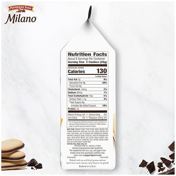 PEPPERIDGE FARM MILANO COOKIES, CHOCOLATE ORANGE, 7 OZ BAG