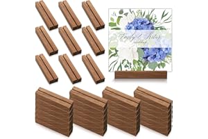 Roowest 24 Pcs 24 Pcs 4.5x1.1 Inches Wood Place Card Holders Table Number Stands for 5x7 Inch, 1/8 Inch Thick Sign Rustic Menu Holder for Wedding Fall Thanksgiving Events Birthday Party Retail Shop