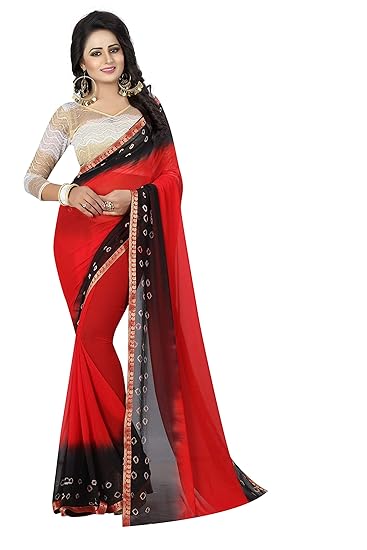 Winza Designer Womens Chiffon Saree with Blouse (BANDHANIA_BANDHANIA)