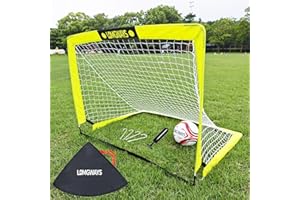 LOMGWAYS Soccer Goal – Foldable Frame Net for Kids + Youth – Indoor + Outdoor Soccer Goal with Carry Bag – Easy Setup – Multiple Sizes for Practice & Games