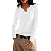 Jar of Love Women's Waffle Knit Tops Long Sleeve Shirts Henley Neck Fitting Warm Tee Tops Sweaters Pullovers