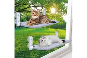LRJRIZZO 2PC Cat Window Perch, Foldable Cat Window Hammock Sunbathing and Climbing Cats Hammock for Window Bed Bearing 40 Pounds Window Perch for Cats Inside (Light Gray,2 Pack)