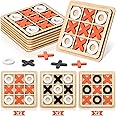 Meooeck 6 Pieces Wooden Tic Tac Toe Game Mini Board Game Xo Chess Board Game Family Game Toys Birthday Party Favors, Goody Bag Stuffers