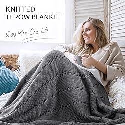 RECYCO Cable Knit Dark Grey Throw Blanket for