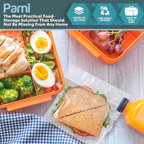 PAMI FOLD TOP SANDWICH BAG [200 PIECES] – DISPOSABLE PLASTIC SANDWICH BAGS WITH FOLD & CLOSE DESIGN- FOOD SANDWICH BAGGIES FOR LUNCH, OFFICE, TRAVELING- GREAT FOR SNACKS, FRUITS & MORE