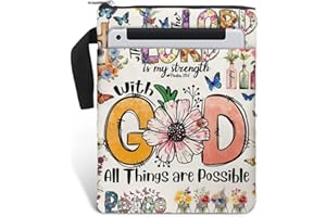 84hoods Book Cover Bag with Zipper and Front Pocket. Bible Book Sleeve. Christian Faith God Religious Gift. Washable Fabric 11 X 8.5 Inch. All Things are Possible