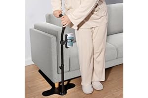 CABTE Chair Couch Stand Assist with Cup Holder,Adjustable Height Chair Lift Assist for Elderly,Daily Living Mobility Aid Rail for Couch,Sofa,Chair Mobility Daily Aids for Senior,Disabled,Handicap (Black)