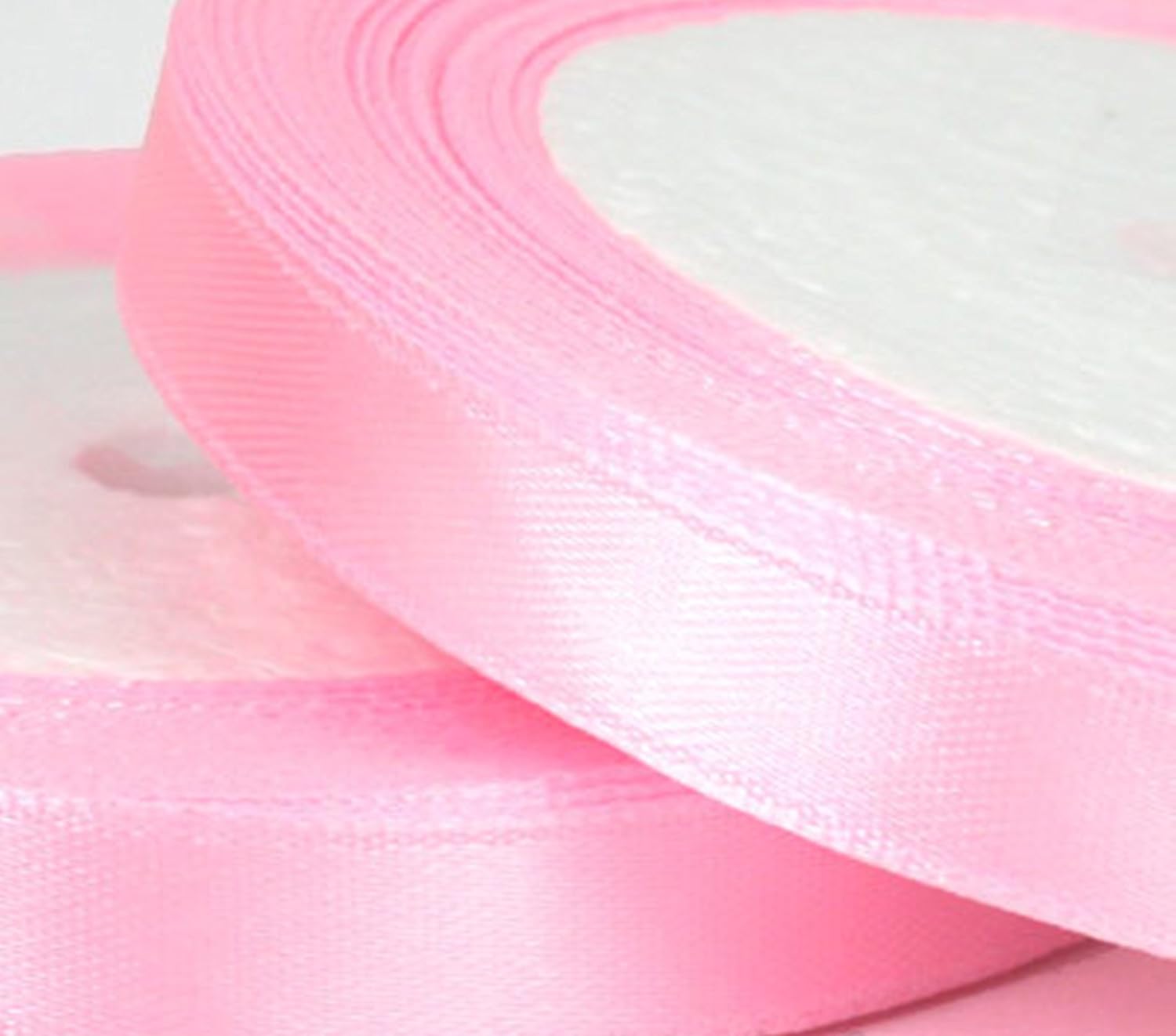 Pale Pink Satin Ribbon 10mm (3/8 Inch) 22 Metrs Ribbon for Gifts Wrap Cloth Sew Party Crafts Events Wedding Dress Decorative Easter Christmas Car Bows