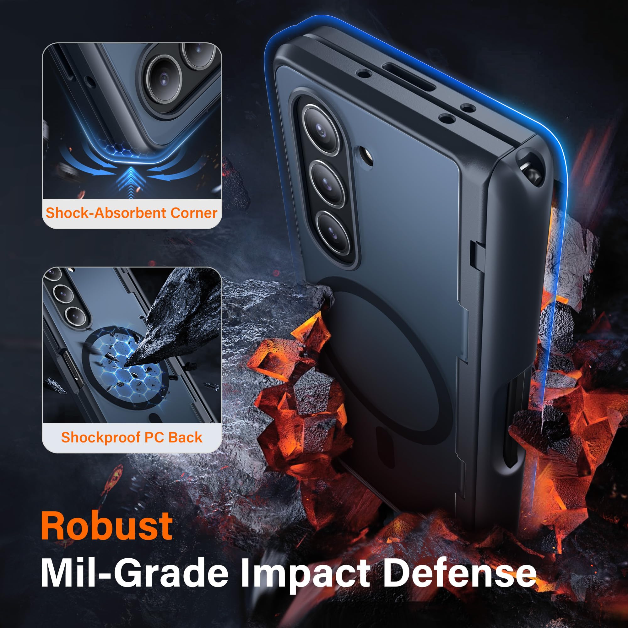 MOBOSI for Samsung Galaxy Z Fold 5 Case [Compatible with Magsafe], [Built-in Kickstand & Hinge Protection & Screen Protector] Full Body Shockproof Phone Case for Z Fold5 with S Pen Slot, Black