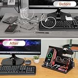 Teslyar Wood Phone Docking Station Ash Desk Organizer Black - Nightstand Wallet view 4