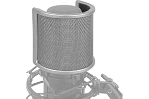 Geekria for Creators Mic Metal Pop Filter, Windscreen Cover with Metal Mesh and Foam Filter, Antipop Mask Compatible with Aud