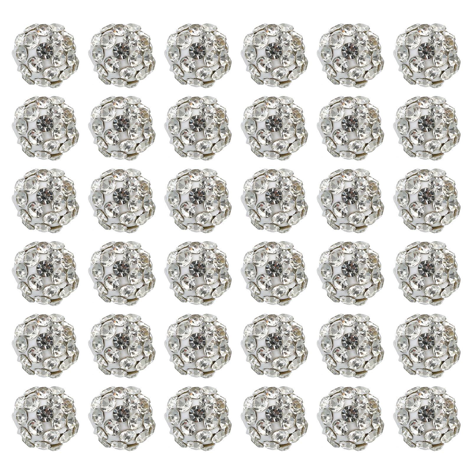 PATIKIL 8mm Rhinestone Clay Beads for Jewelry Making, 50 Pack Round Ball Polymer Clay Crystal Charm Beads for Craft Decor Necklace Chain Bracelets DIY, White