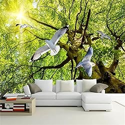 Sunlight Green Tree Pigeon Wall Murals, Custom 3D