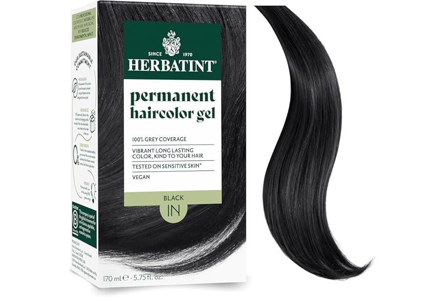 Herbatint Permanent Hair Dye For Women – 1N Black – For Up To 100% Gray Coverage – Ammonia-Free, Alcohol-Free & Vegan – Salon Influenced Hair color 5.75 fl oz
