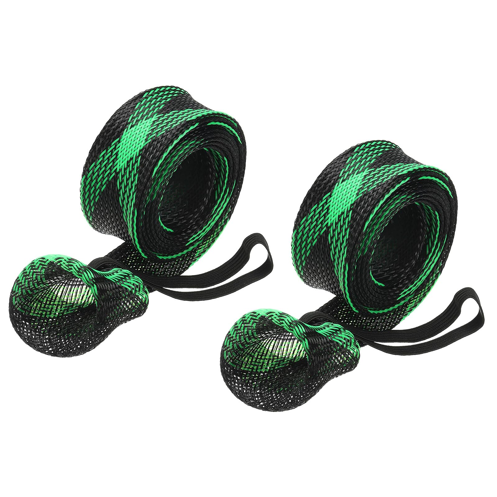 PATIKIL 67 Inch Rod Sock, 2 Pcs Fishing Rod Sleeve Cover Braided Mesh Pole Protector Gloves Fishing Tools Flat End for Spinning Fishing Rod Fly Rod Ice Rod Casting Rod, Black Green