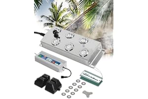 Erfolkerz Mist Maker 6 Heads Ultrasonic Pond Fogger, Water Fogger Mist Maker, Fog Machine for Halloween,Outdoor,Pond,Greenhouse,Rockery,Lawn with Float/Power Supply/Discs