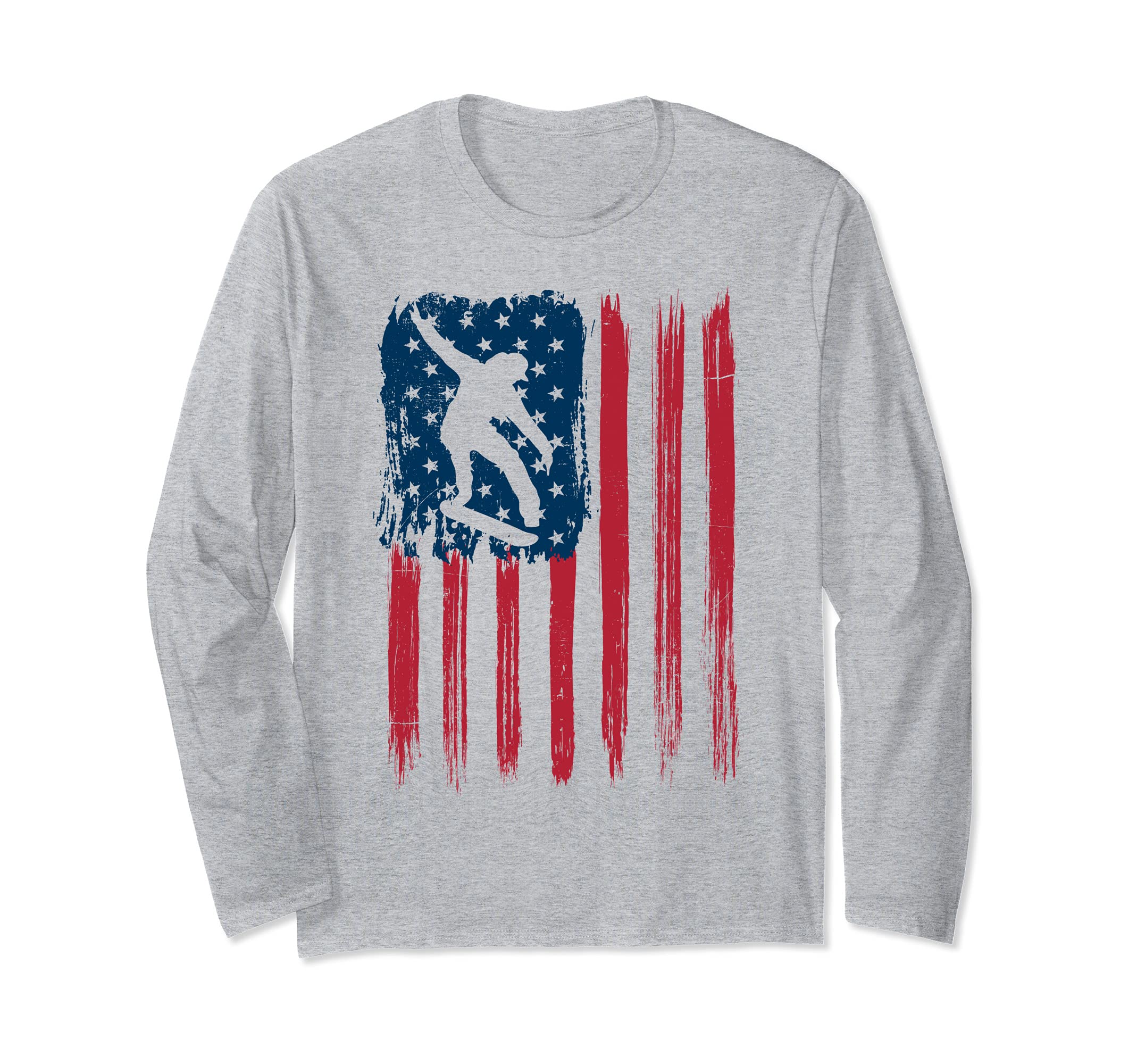 Skateboard American Flag Skate Skateboarding Skateboarder Long Sleeve T-Shirt