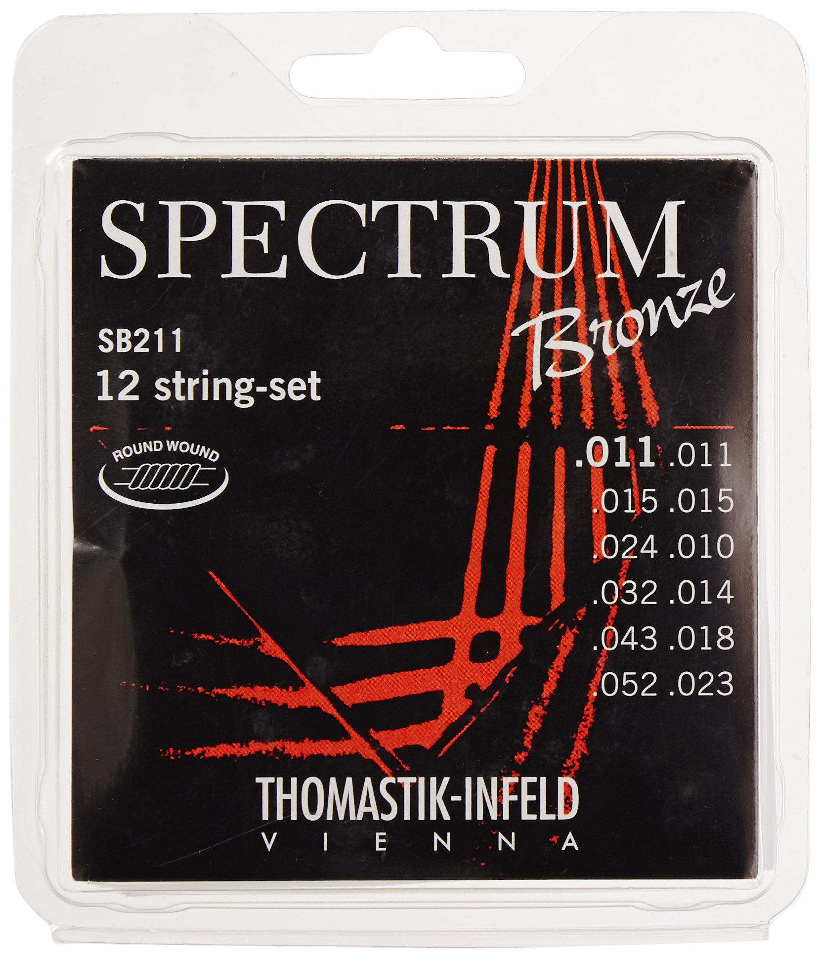 Thomastik strings for acoustic guitar Spectrum Bronze Series nickel-free set SB210 12-string extra light .010-.050