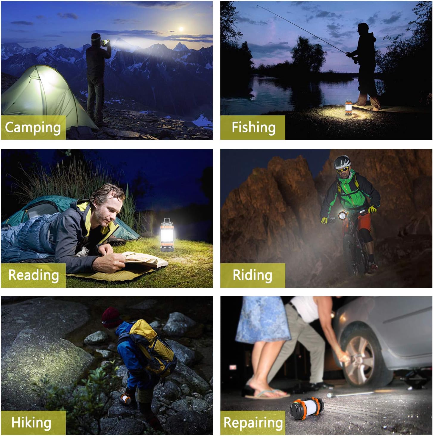 AlpsWolf Rechargeable Camping Lantern Flashlight, 800 Lumens, 6 Lighting Modes, 4000mAh PowerCore, IPX4 Waterproof, Portable for Emergency, Perfect for Searching, Camping, Hiking, Outdoor Activities: Sports & Outdoors