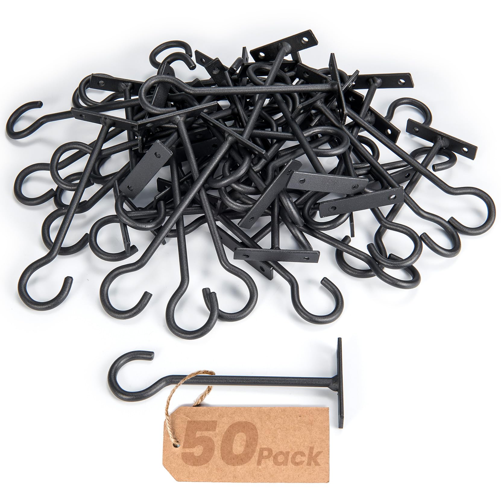 QTJUST 6inch Plant Hooks 50Pack Hanging Plant Bracket Metal Plant Hanger Black Image