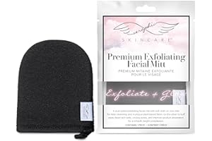 Seraphic Skincare Premium Exfoliating Facial Mitt – 100% Vegan Dual-Sided Face Scrubber with Viscose Washcloth – Makeup Remover Cloth for Gentle Cleansing & Exfoliation – Natural Dead Skin Remover