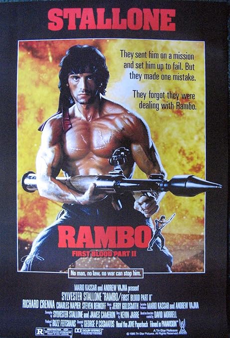 Amazon Com Sylvester Stallone Rambo Repro Movie Poster 14 5 X 21 First Blood Part Ii 2 Sent From Usa In Pvc Pipe Posters Prints