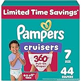 Pampers Diapers - Cruisers 360 - Size 7, 44 Count, Babyproof up to 100% Leakproof Pull-On Diaper