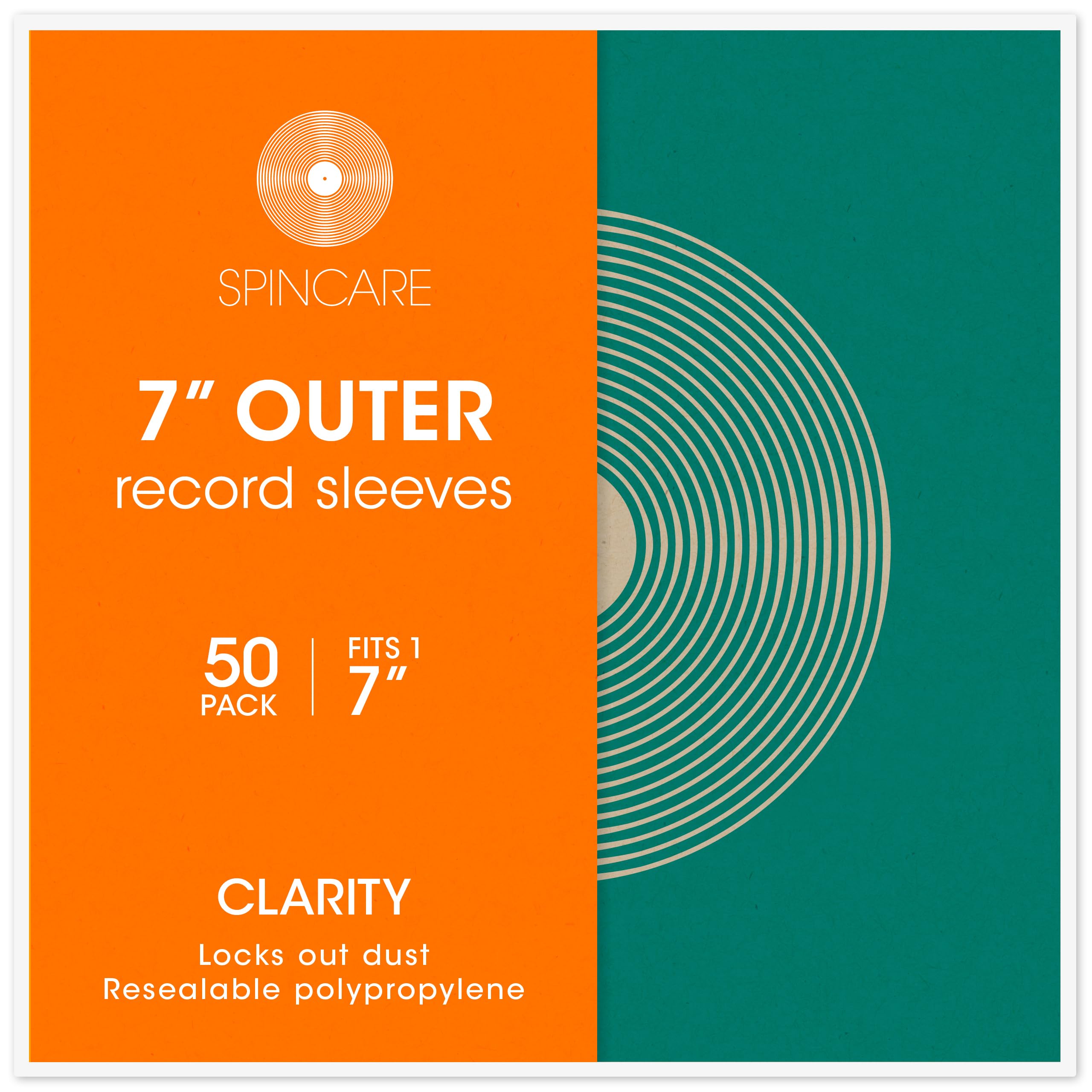 50x 7 Inch Resealable Clear Outer Vinyl Record Sleeves | Clarity Blake Covers Fit 7" Singles, 45s & EPs