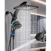 Veken 12" Rain Shower Head with Handheld,High Pressure Power Wash,Magnetic | Dual Shower Heads Combo,8-Mode Hand Held Spray with Hose,Double Detachable Rainfall Showerhead,Best Matte Black Shower System