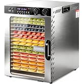 Commercial Food Dehydrator Machine 15 Trays, 1100W Meat Dehydrator | 14.6ft&sup2; Fruit Dehydrators for Jerky, 5 Presets, 86&deg;F-194&deg;F, 48H, 360&deg; Airflow Large Food Dryer for Beef Herb Treats &amp; Veggies