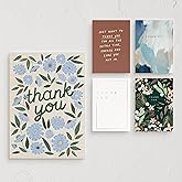 Minted Elegant Thank You Greeting Cards Pack, Set of 5, Thank You Notes Variety Pack, Folded Thank You Cards With Envelopes, Blank Inside for Personal Messages, Designed by Independent Artists