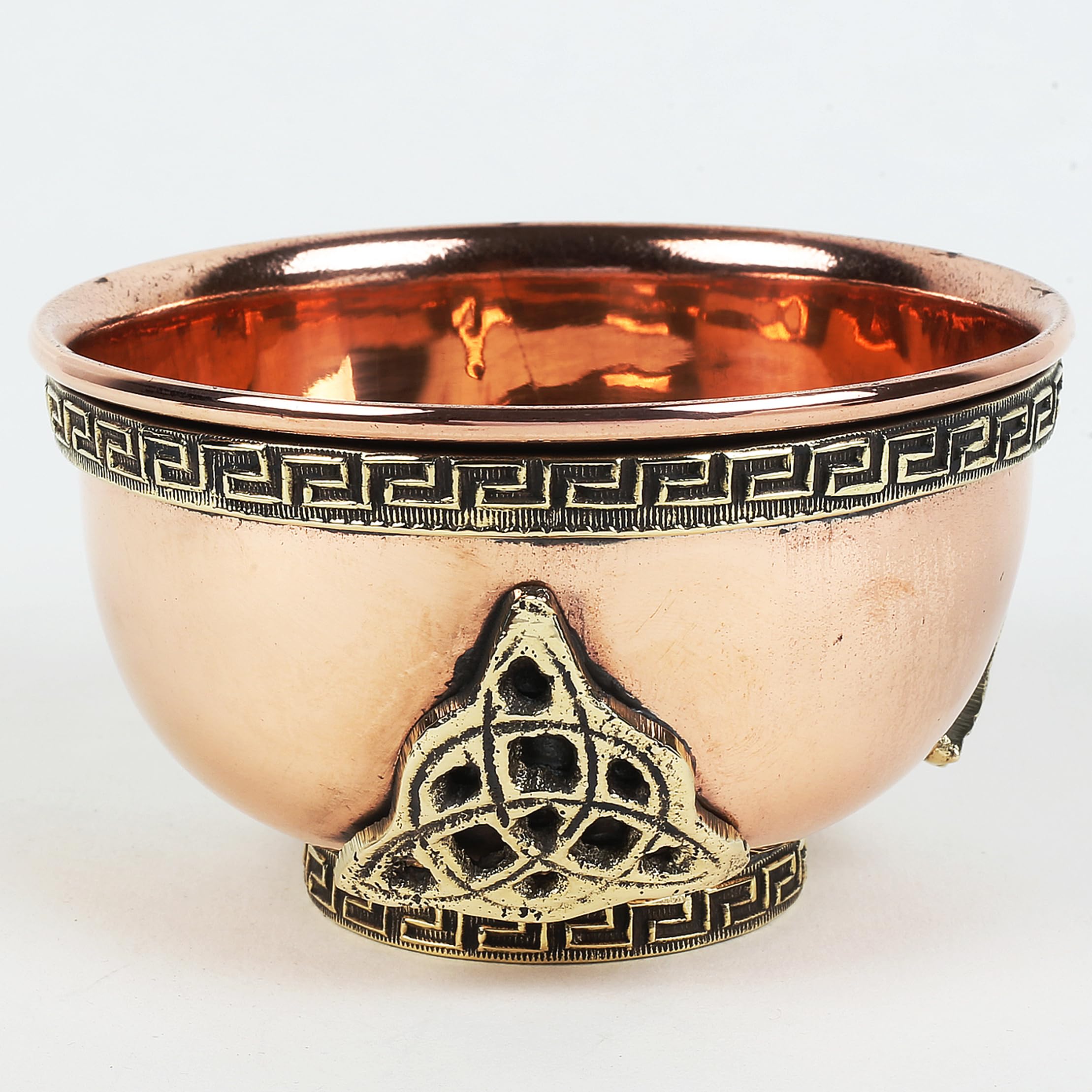 Indian Consigners Small Altar Witchcraft Serving, Offering or Smudging Bowl (Triquetra Bowl), Copper
